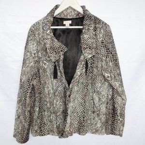 Chicos Snake Print Nylon Crinkle Light Jacket